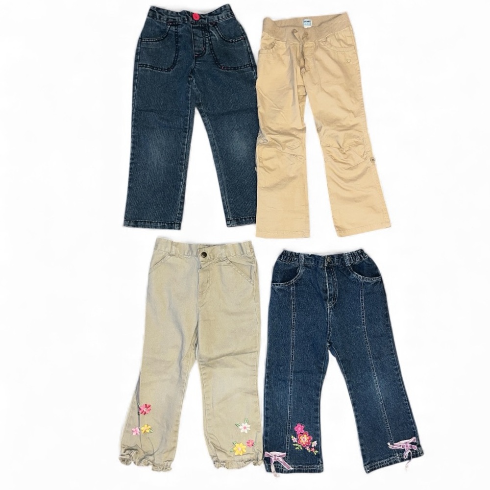 Lot of 4T toddler girl jeans and pants from 2000s w embroidery